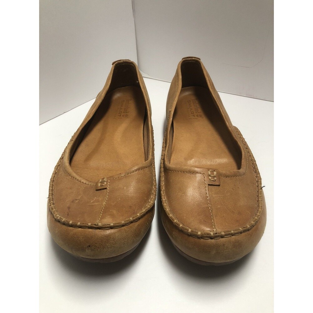 Women's Tan Leather Slip-On Flats